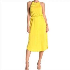 The Vanity Room Yellow Halter Neck Midi Dress Stretch Size Medium NWT Nordstrom